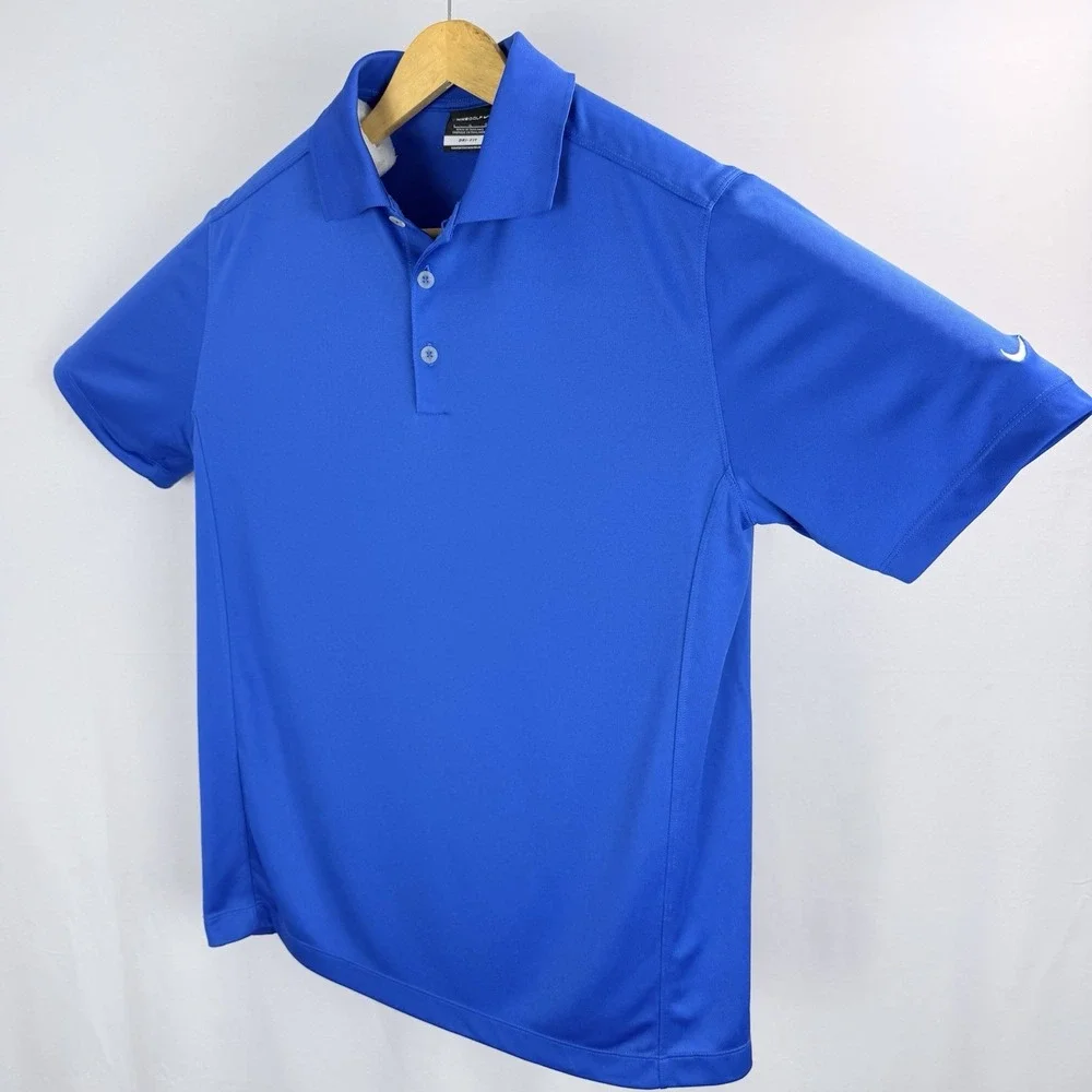 Nike Golf Polo Shirt Mens Large Blue Dri-Fit SS Performance Stretch Short Sleeve